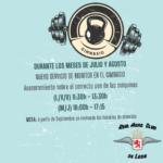 [Deportes] Nuevo servicio – Monitor Gimnasio – Horario
