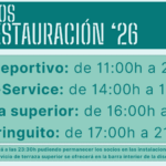 ☀️🍹 NUEVOS HORARIOS DE RESTAURACIÓN – VERANO ‘26